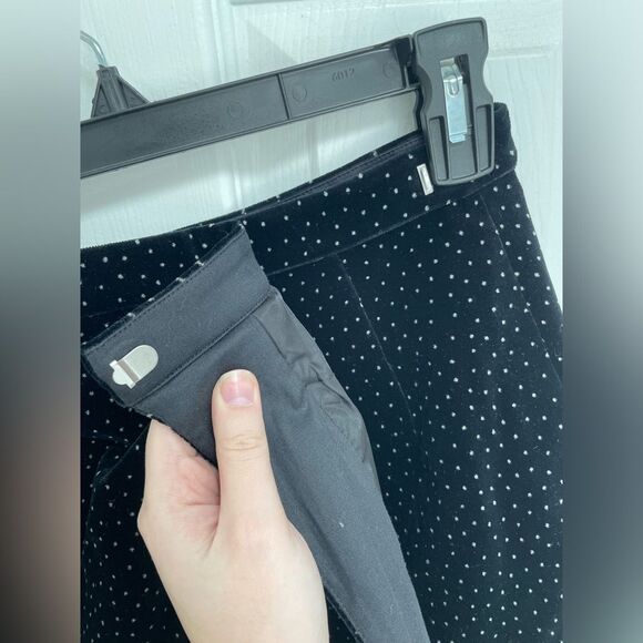 Theory Black White Polka Dot Velvet Pleated Wrap Skirt 100% Cotton Womens Size 2 - Picture 4 of 8